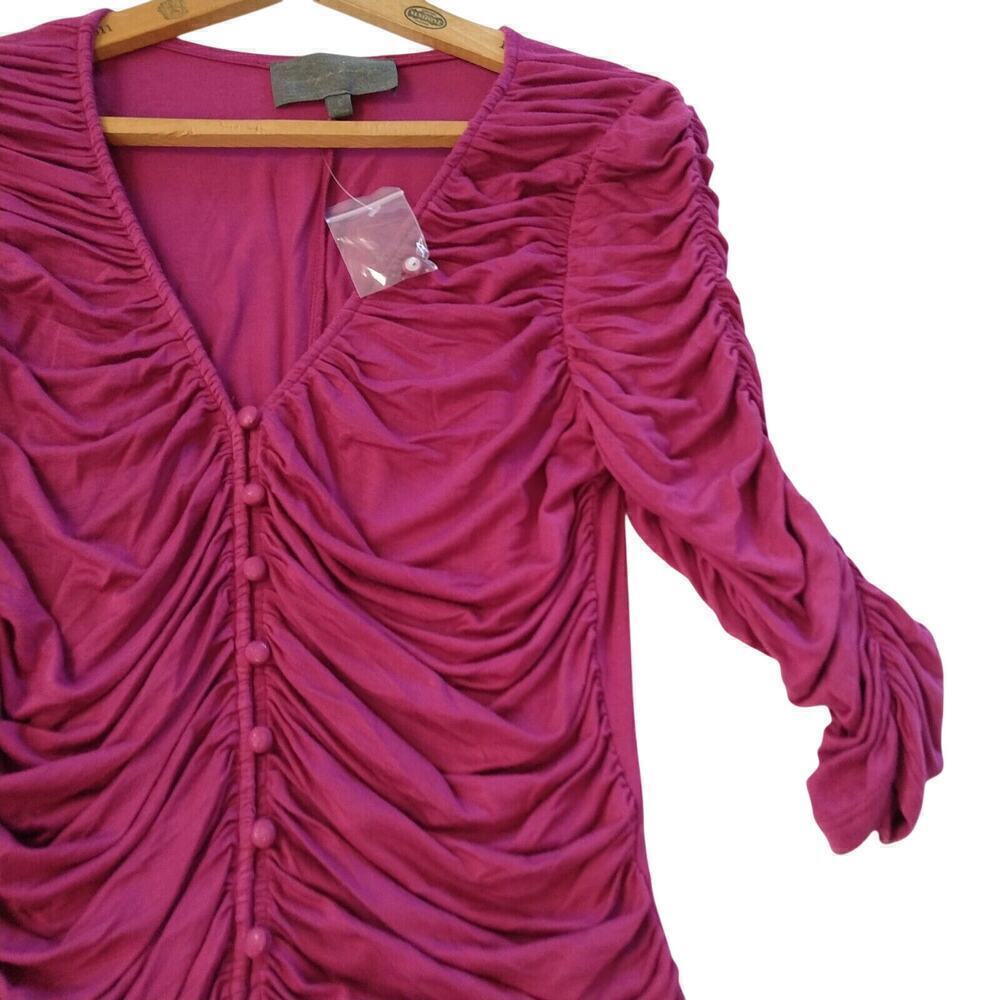 Sunday In Brooklyn Anthropologie Pink 3/4 Sleeve Top Size S NWT Button Front - Picture 2 of 7